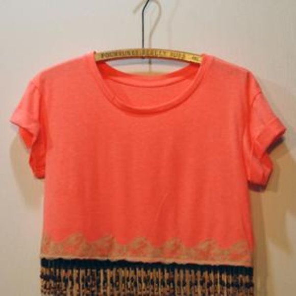 Neutral Sparkle limited Neon Orange crop T-shirt - Picture 3 of 3